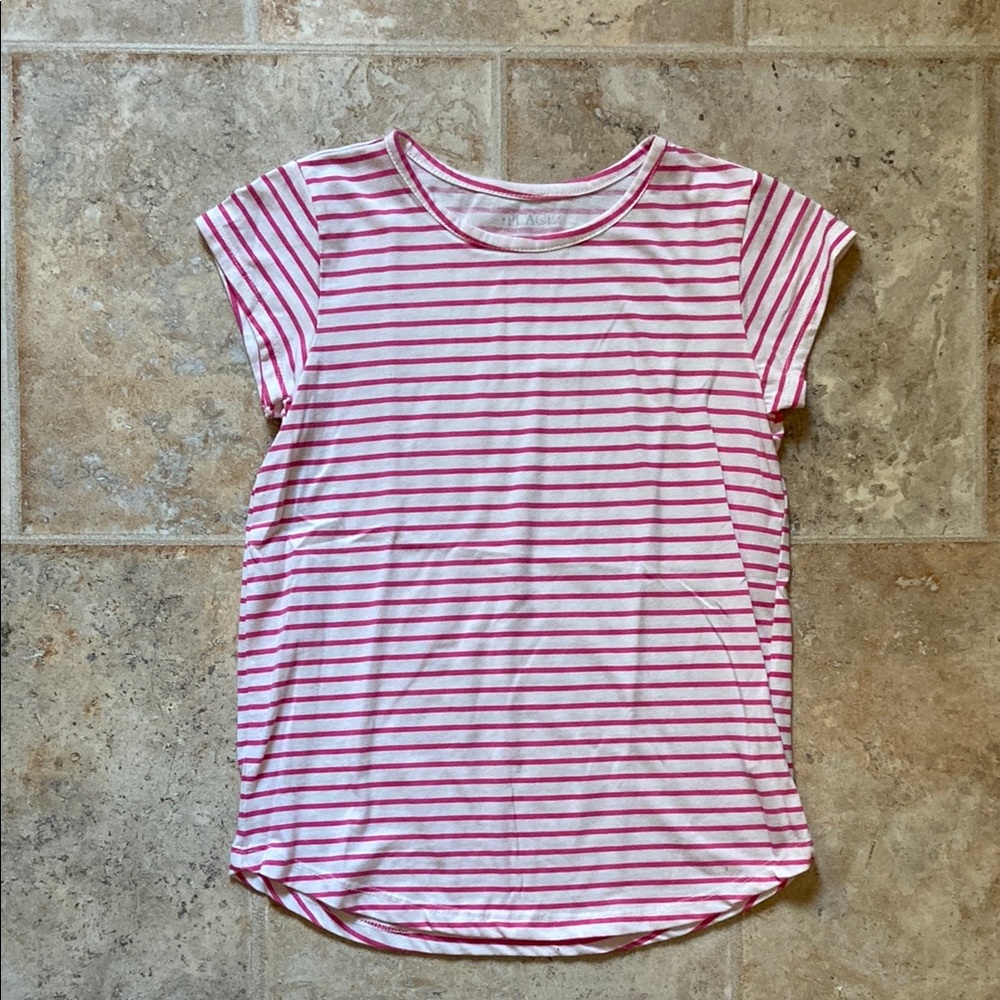 Place Pink and White Striped Short Sleeve Tee